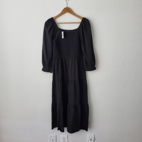 J crew factory tiered smoked midi dress size S black - Picture 6 of 15